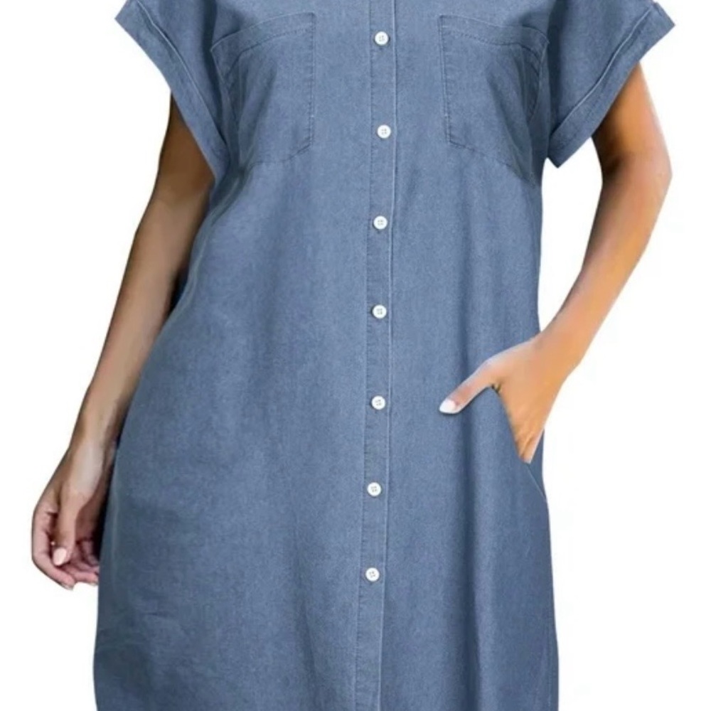 Denim Blue Button-Down Dress